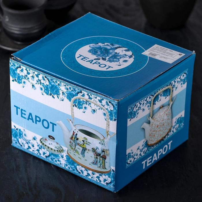 Чайник керамический заварочный с металлическим ситом &laquo;Цветы&raquo;, 900 мл