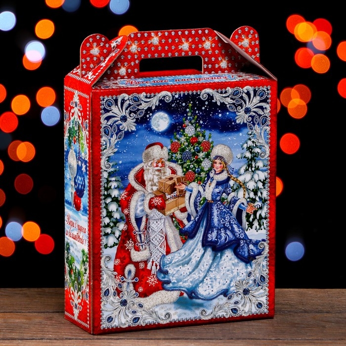 Новый год. Подарочная коробка "На Катке" 16,8 х 7 х 25 см.