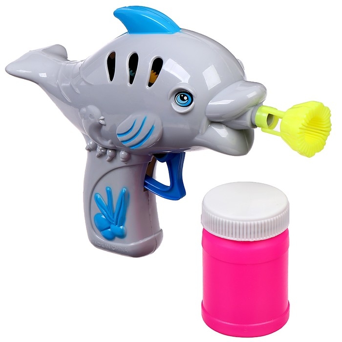 Генератор-пистолет мыльных пузырей &laquo;Фиолетовая рыбка&raquo;, в наборе мыльный раствор, 50 мл, МИКС