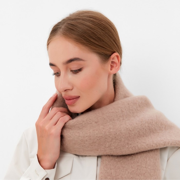 Шарф зимний объемный с кистями MINAKU 210*38+18 см цвет бежевый Шарф зимний объемный с кистями MINAKU 210*38+18 см цвет бежевый