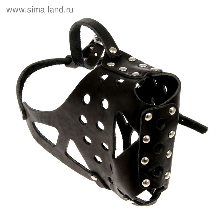 Намордник кожаный цельнокроенный, длина по носу 6,5 см, ОМ 35 см, ротвейлер, чёрный Намордник кожаный цельнокроенный, длина по носу 6,5 см, ОМ 35 см, ротвейлер, чёрный
