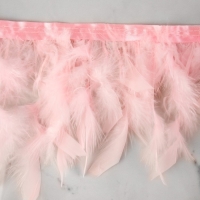 Тесьма с перьями индюка, 13-17 см, 5 &plusmn; 0,5 м, цвет розовый