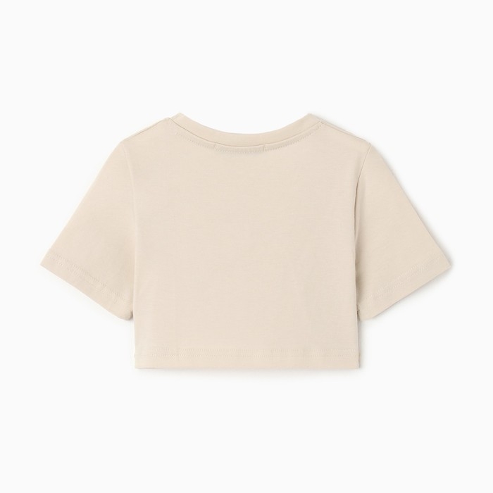 Футболка детская укороченная KAFTAN "Сердечки", р. 28 (86-92 см), бежевый