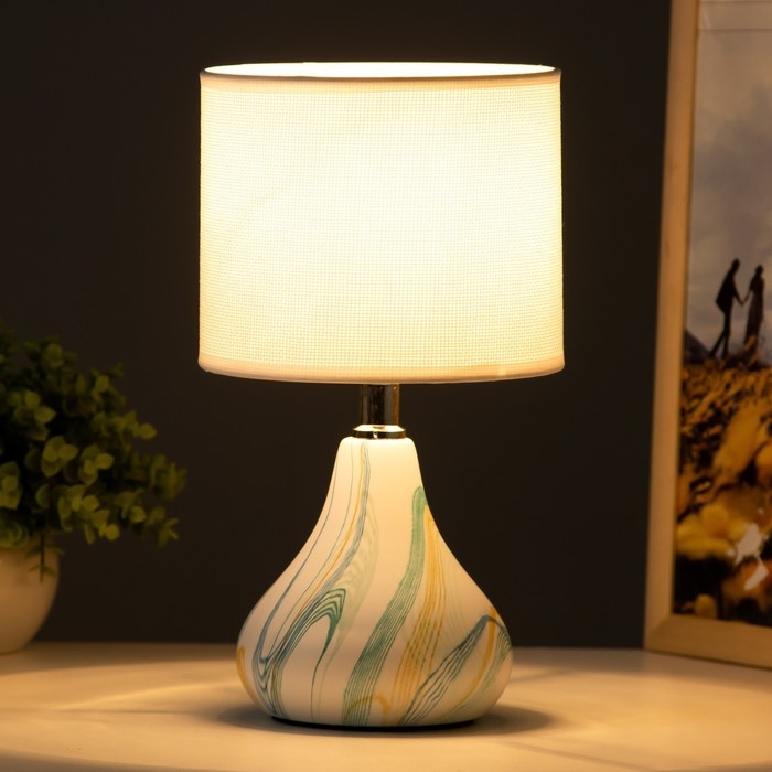 Настольная лампа Настольная лампа "Канон" 1хE14 белый-голубой 15х15х28 см RISALUX