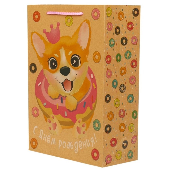 Пакет подарочный крафт M-L, 22 &times; 31 &times; 10 см