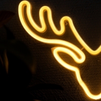 Неоновая вывеска «Олень» 35 x 23.5 см, батарейки AAx3 (нет в комплекте) + USB, свечение тёплое белое Неоновая вывеска «Олень» 35 x 23.5 см, батарейки AAx3 (нет в комплекте) + USB, свечение тёплое белое