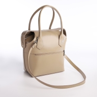 Сумка женская на молнии, с косметичкой, цвет бежевый