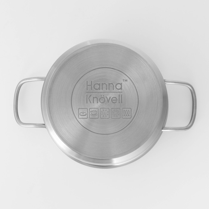 Кастрюля из нержавеющей стали Hanna Kn&ouml;vell, 2 л, d=18 см, h=8 см, толщина стенки 0,6 мм, металлическая крышка, индукция