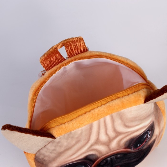 Рюкзак детский для мальчика &laquo;Мопс&raquo;, плюшевый