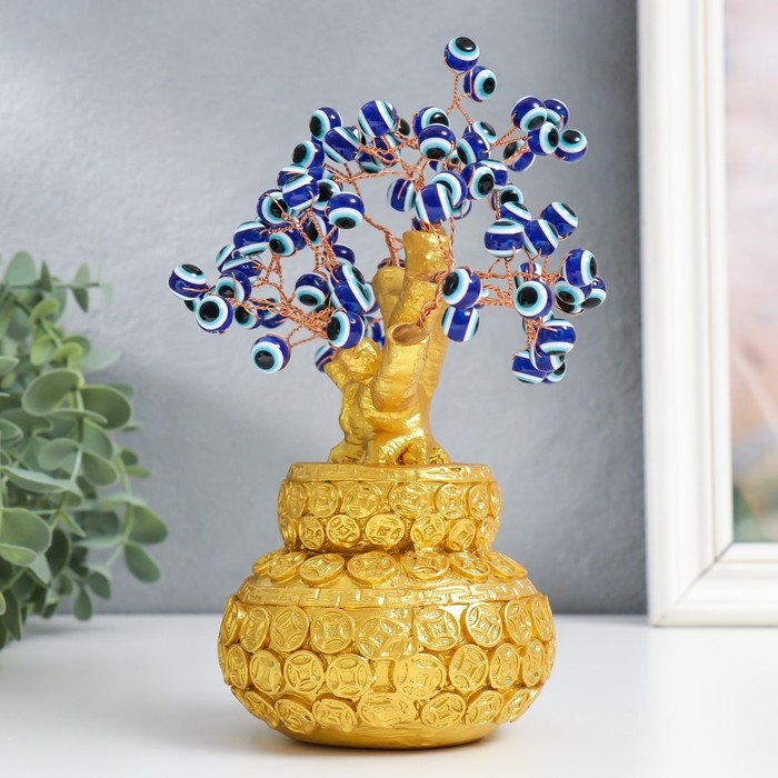 Сувенир бонсай Сувенир бонсай "Денежное дерево в золотом горшке" 96 глазков 20х9х17 см