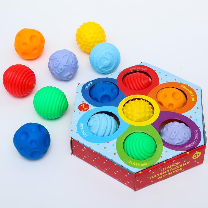 Набор развивающих тактильных мячиков &laquo;Цветочек&raquo;, с пищалкой, 7 шт, Крошка Я