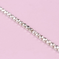 Цепь со стразами, металл, стекло, 3,5 мм, 9 &plusmn; 1 м, цвет серебряный