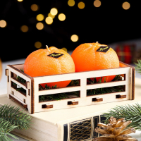Набор новогодних свечей "Мандарины в ящике", 2 шт, 6,2&times;14&times;7,4 см