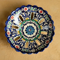 Набор чайный Риштан, 9 предм: чайник 1л., 6 пиал 9,5см, конфетница 23см, сахарница 250м Набор чайный Риштан, 9 предм: чайник 1л., 6 пиал 9,5см, конфетница 23см, сахарница 250м