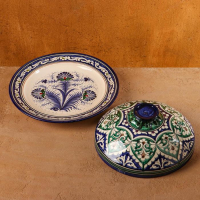 Блинница Риштанская Керамика "Узоры", 24 см, синий микс Блинница Риштанская Керамика "Узоры", 24 см, синий микс