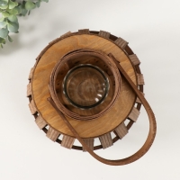 Подсвечник дерево на 1 свечу "Эко-фонарь" коричневый 10х22х24 см