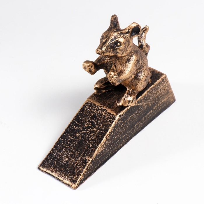 Стоппер дверной чугун Стоппер дверной чугун "Мышка" золотая патина 11х4х14 см