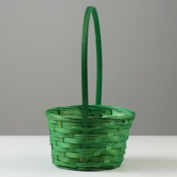 Корзина плетеная, D19 х 9,5 х 32 см, зелёная, бамбук Корзина плетеная, D19 х 9,5 х 32 см, зелёная, бамбук