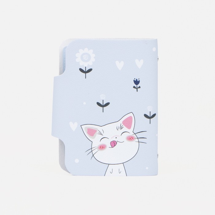 Визитница на кнопке, 24 карты, цвет голубой Визитница на кнопке, 24 карты, цвет голубой