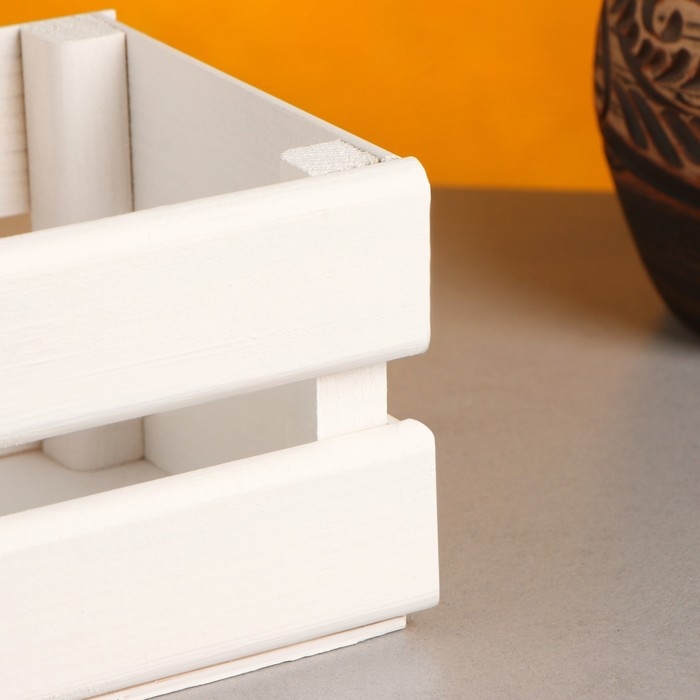 Кашпо деревянное 12×11×9 см Кашпо деревянное 12×11×9 см "Однушка Лайт", двухреечное, белый Дарим Красиво