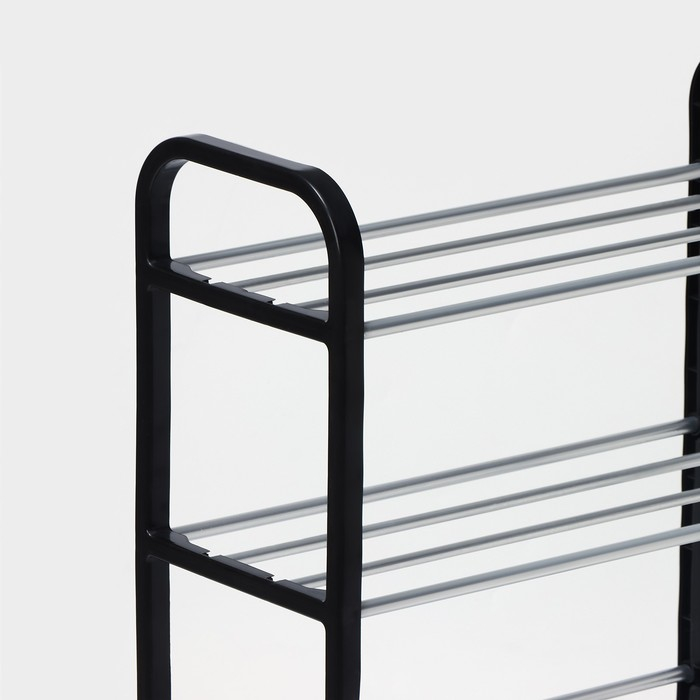 Обувница Доляна, 4 яруса, 42&times;19&times;60 см, цвет чёрный