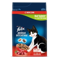 Сухой корм Felix "Двойная вкуснятина" для кошек, мясо, 3 кг