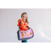 Сумка детская спортивная для девочки &laquo;Гимнастка&raquo;, на молнии, наружный карман, цвет серый/розовый