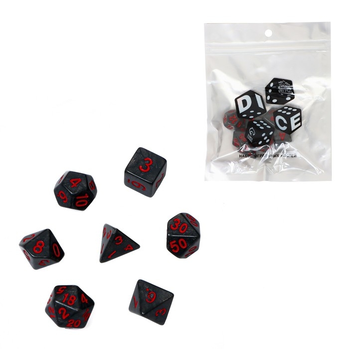 Набор кубиков для D&D (Dungeons and Dragons, ДнД) Набор кубиков для D&D (Dungeons and Dragons, ДнД) "Время игры", серия: D&D, 7 шт, серые