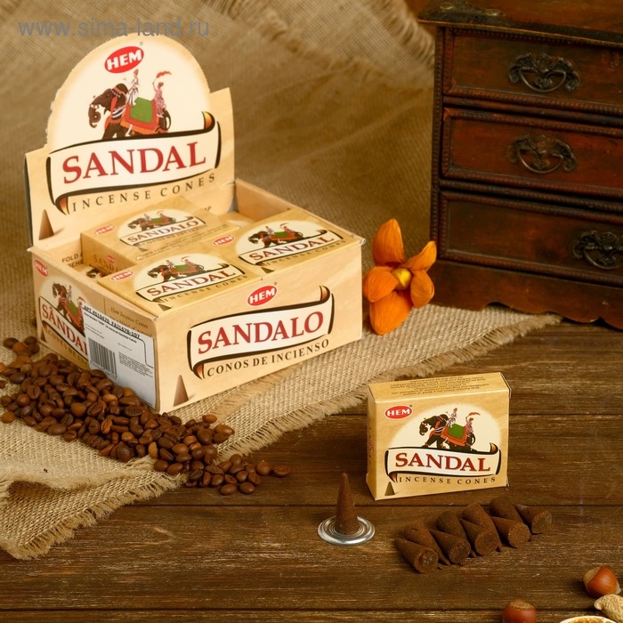 Благовония Благовония "HEM" 10 конусов Sandalo Cones