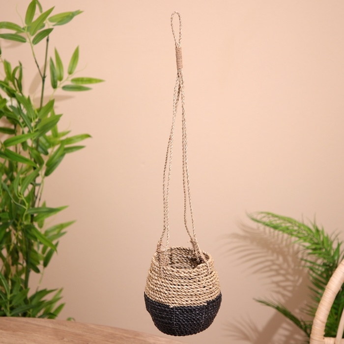 Кашпо плетёное, подвесное 15х15х60 см