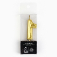 Свеча цифра для торта &laquo;1&raquo;, золото, 2,3 х 8 см