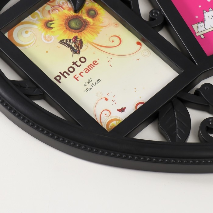 Фоторамка пластик на 2 фото 10х15 см Фоторамка пластик на 2 фото 10х15 см "Птица в сердце" черная 29,5х28 см