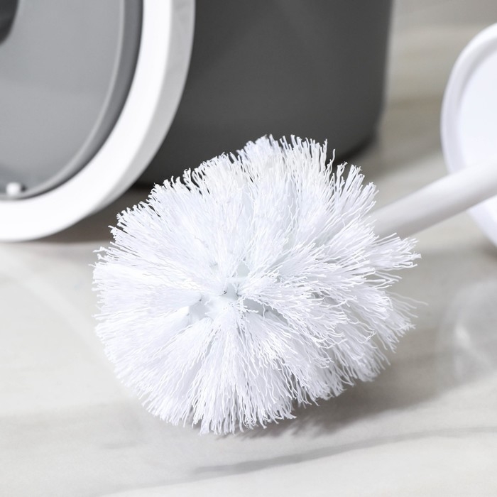 Набор аксессуаров для ванной комнаты &laquo;Лайт&raquo;, 6 предметов (мыльница, дозатор, 2 стакана, ёршик, ведро), цвет серый