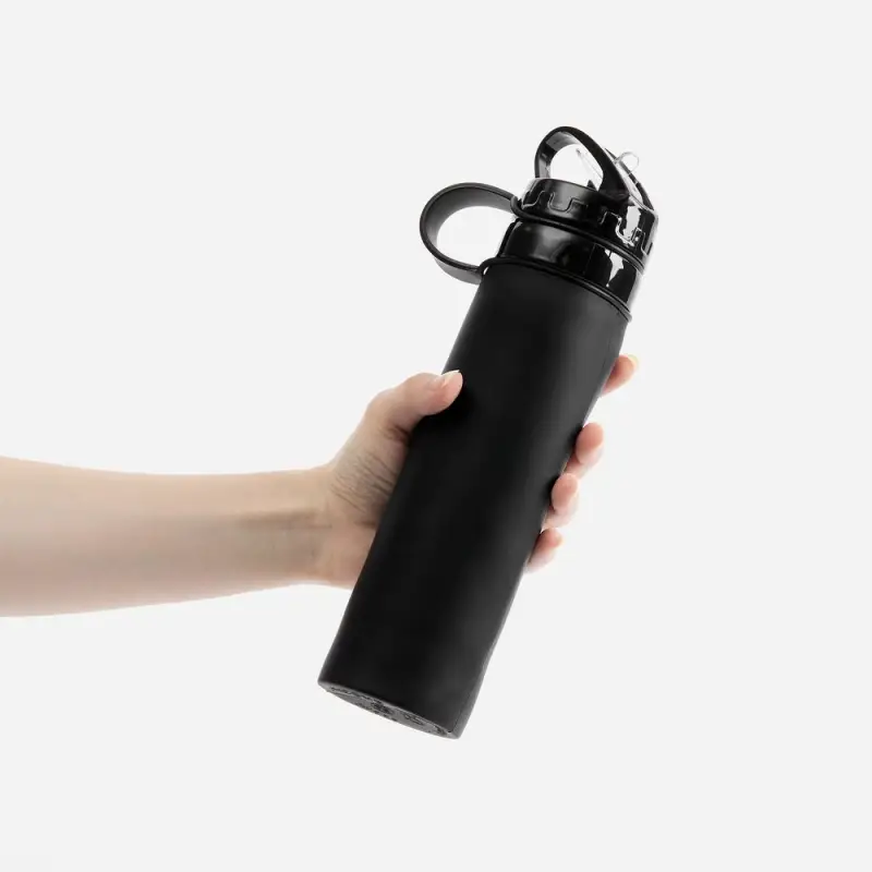 Складная бутылка для воды Langfossen, черная Складная бутылка для воды Langfossen, черная