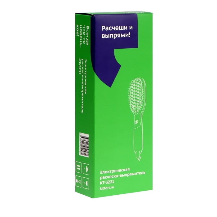 Электрическая расческа-выпрямитель Kitfort КТ-3221, 40 Вт, 210&deg;C, шнур 1.6 м