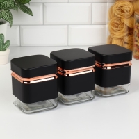 Банки стеклянные для хранения сыпучих продуктов «Классика», 500 мл, 9,5×11,8 см, 3 шт, цвет чёрный Банки стеклянные для хранения сыпучих продуктов «Классика», 500 мл, 9,5×11,8 см, 3 шт, цвет чёрный