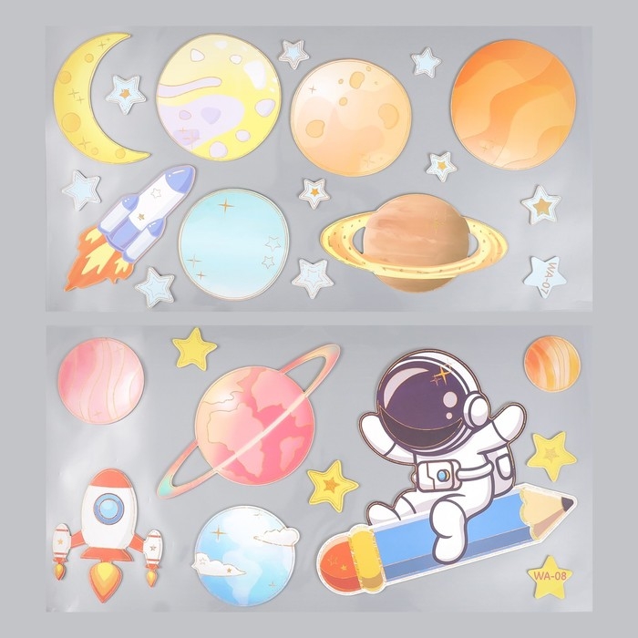 Наклейка интерьерная Наклейка интерьерная "Космические приключения" МИКС 31х60 см