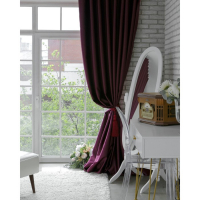 Штора портьерная &laquo;Этель&raquo; 130&times;300 см, двусторонний блэкаут, цвет Сливовый, пл.240 г/м&sup2;, 100 п/э