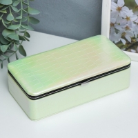 Шкатулка кожзам для украшений "Рептилия. Жёлто-зелёный перламутр" 6х9,8х18,5 см Шкатулка кожзам для украшений "Рептилия. Жёлто-зелёный перламутр" 6х9,8х18,5 см