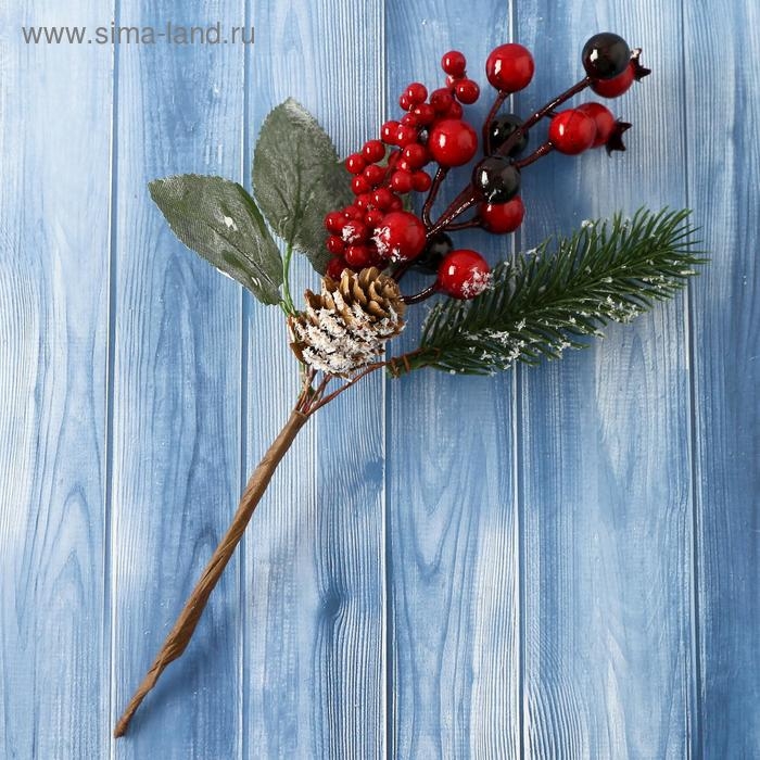 Декор Декор "Зимнее очарование" шишка ягоды хвоя, 17 см
