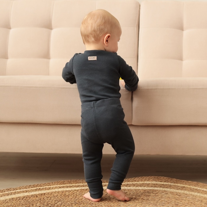 Комплект леггинсов детских MINAKU: Basic Line BABY, цвет светло-серый/графитовый, рост 62-68 1030348