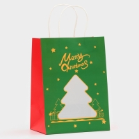 Пакет подарочный новогодний с окном "Ёлка" 19 х 26 х 13 см. Пакет подарочный новогодний с окном "Ёлка" 19 х 26 х 13 см.