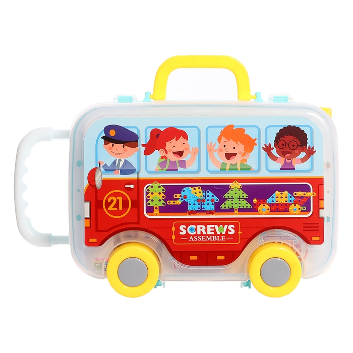 Конструктор винтовой &laquo;Юный мастер&raquo;, 6 в 1, в чемодане, с электрическим шуруповёртом