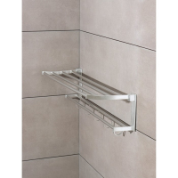 Полка откидная с держателем полотенец, 5 двигающихся крючков, 59,5&times;20,5&times;15 см, алюминий