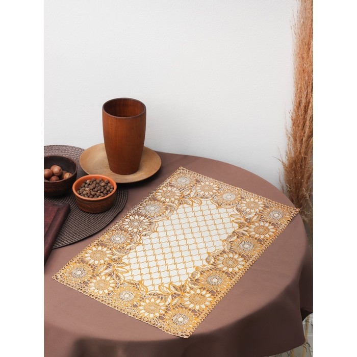 Салфетка сервировочная на стол «Подсолнухи», 45×30 см, цвет золотой Салфетка сервировочная на стол «Подсолнухи», 45×30 см, цвет золотой