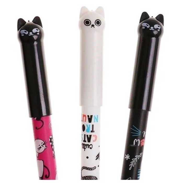 Ручка гелевая синяя со стираемыми чернилами Mazari Ручка гелевая синяя со стираемыми чернилами Mazari "CATODREAM" + 9 стержней в комплекте, игольчатый пишущий узел 0,5 мм, термочувствительные чернила