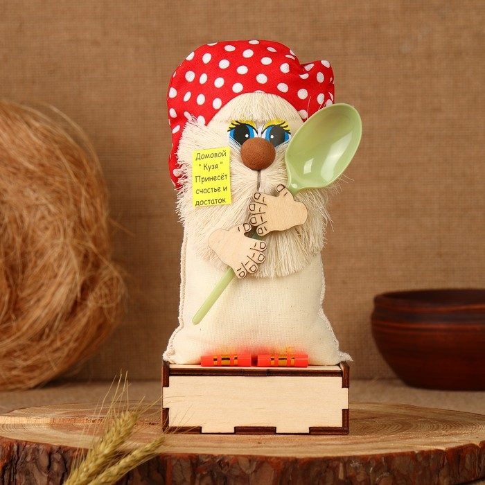 Оберег - шкатулка &laquo;Домовой с ложкой&raquo;, 25 см, микс