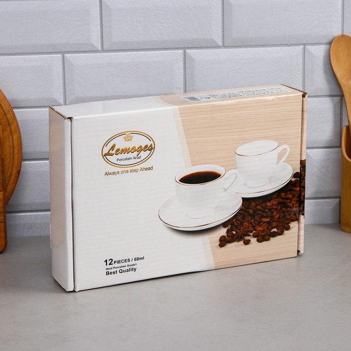 Кофейный набор «Лимон», 12 предметов, 6 чашек 100 мл, фарфор, Иран Кофейный набор «Лимон», 12 предметов, 6 чашек 100 мл, фарфор, Иран