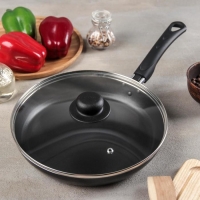 Сковорода Consul, d=26 см, пластиковая ручка, стеклянная крышка, антипригарное покрытие, цвет чёрный Сковорода Consul, d=26 см, пластиковая ручка, стеклянная крышка, антипригарное покрытие, цвет чёрный