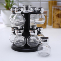 Набор для специй из стекла на подставке &laquo;Бабл&raquo;, 18&times;18&times;22 см, 12 шт